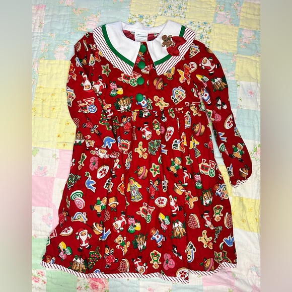 Vintage Gingerbread Man Toddle Christmas Holiday Dress 5t Peaches n’ Cream - Picture 1 of 5